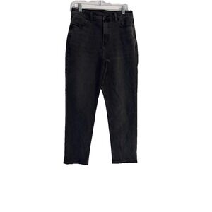 American Eagle Mom Straight Jean Black Distressed  Denim Size 10 Regular Jeans